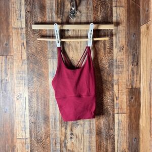 DAE Activewear Burgundy Bra Top Crisscross Strappy‎ Back Cutout Athleisure